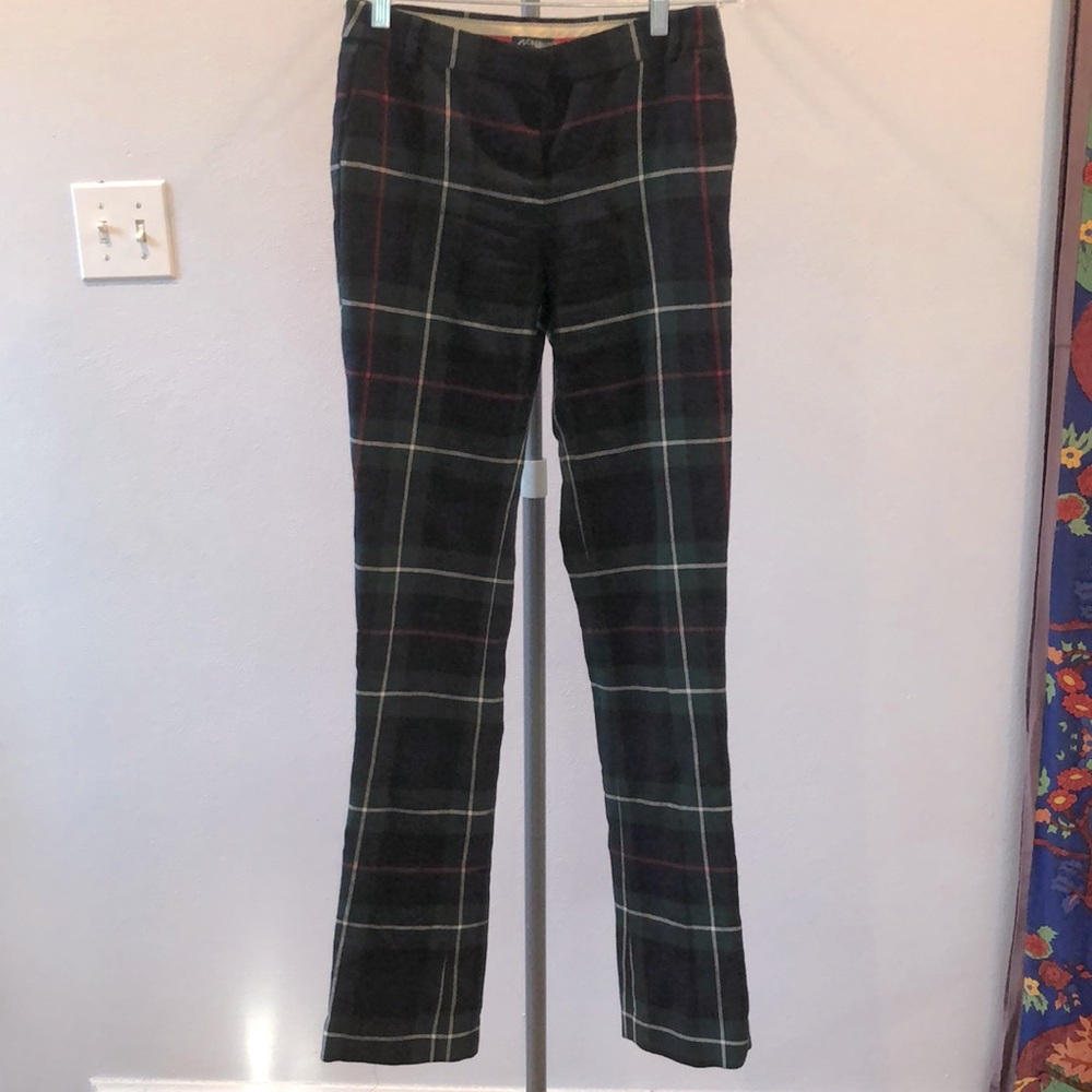 Plaid green wool pants